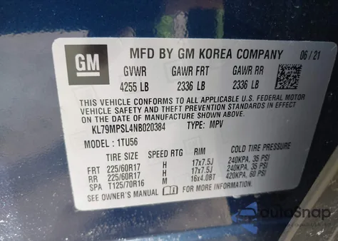 2022 Chevrolet Trailblazer Fwd Lt from USA, damaged, VIN KL79MPSL4NB020384